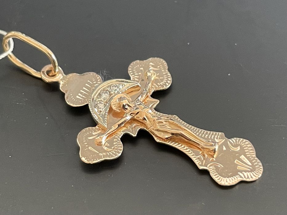 Золотой крест с бриллиантами 585 проба акция распродажа