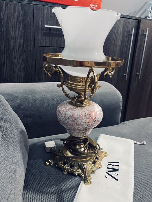 Piekna lampa antyk szklana