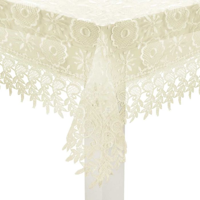 Kremowy obrus gipiurowy 140x220