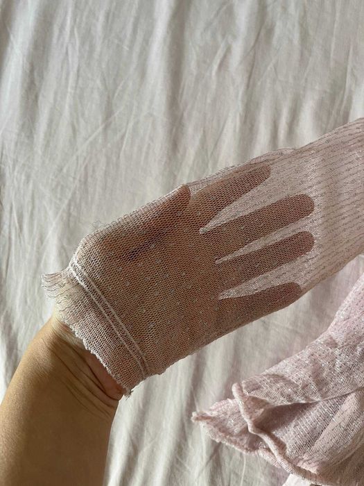 Vestido Zara de tule rosa-claro com folhos e brilhos, 2-3 anos