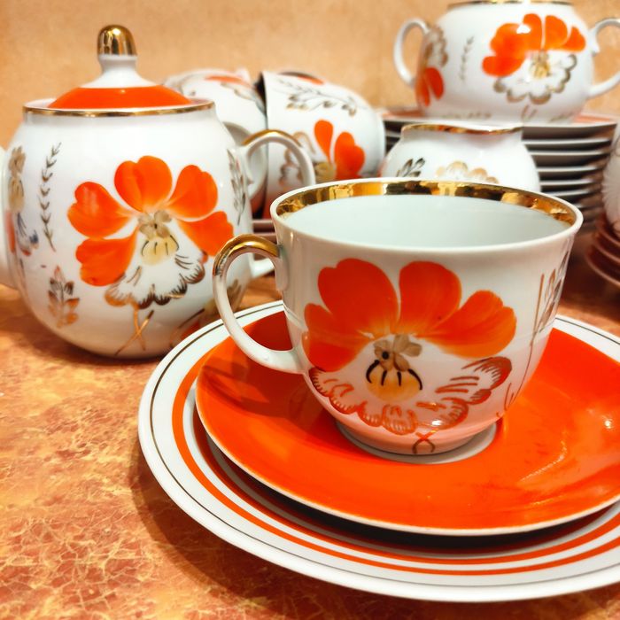 Чайный сервиз 'Маки' фарфор, Барановка, СССР: 3 500 грн. - Посуда