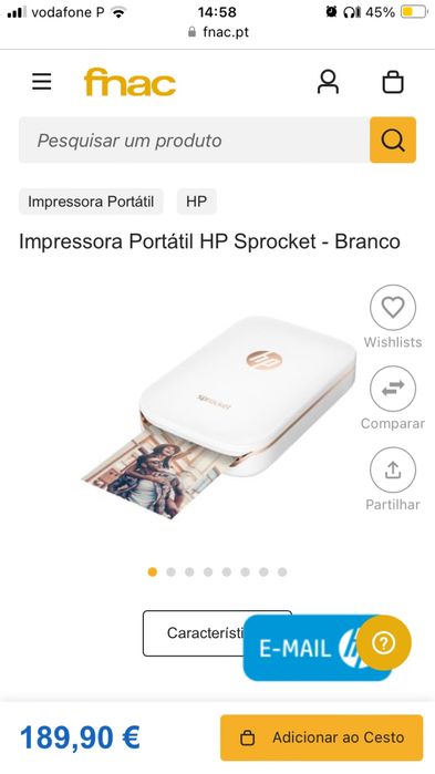 HP Sprocket- Impressora Fotográfica estilo Polaroid