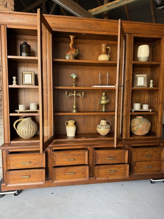 DUŻA MEGA XXL biblioteka DĘBOWA wysoka regał vintage rustykalna