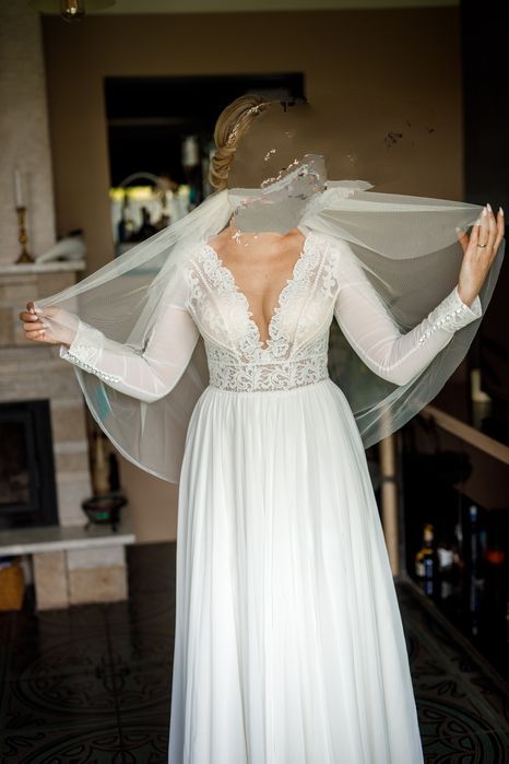 Suknia Ślubna Boho/rustykalna/romantyczna/Litera A