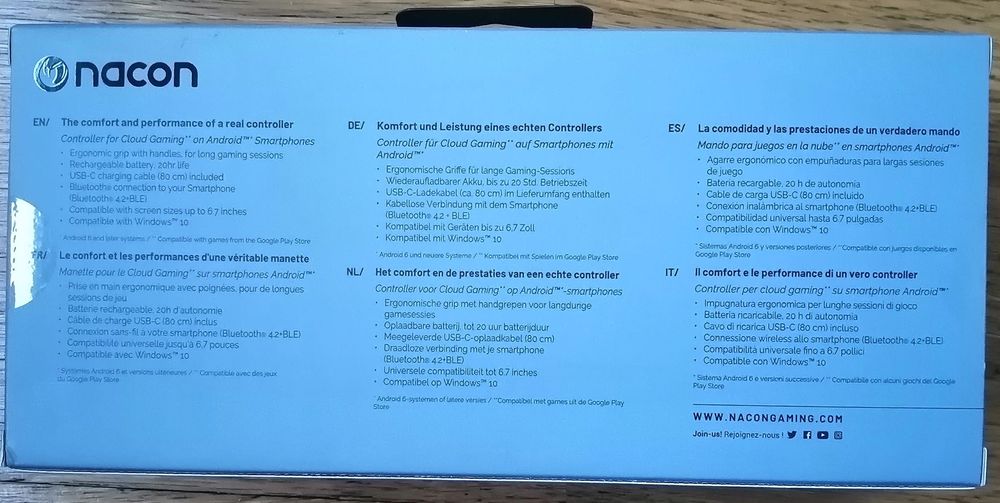 Comando Multiplataforma Nacon MG-XPRO Android- novo, 3 anos garantia