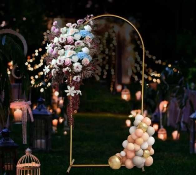 Łuk na Balony Stelaż Złoty Ścianka Stojak Metalowy 2mx1m