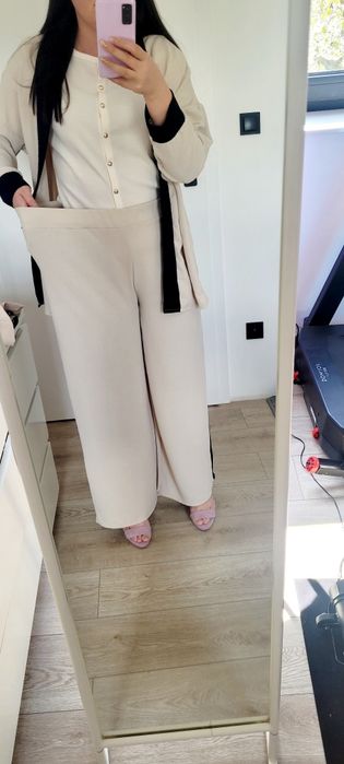 Komplet beżowy garnitur damski elegancki xxxl beżowy