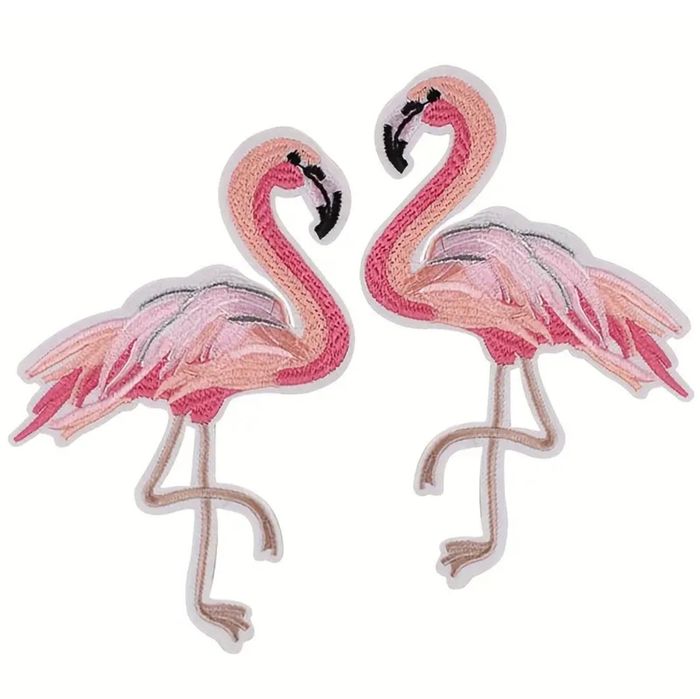 Naszywki naprasowanki haftowane flamingi