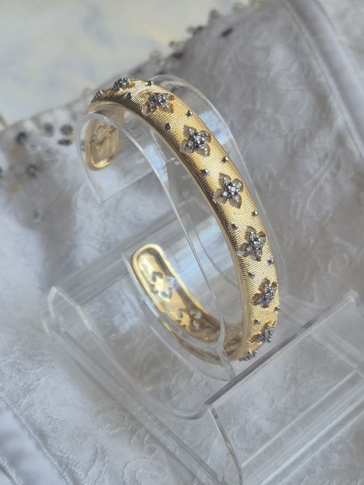 Damska Męska Unisex Złota Pozłacana 18K Bransoletka Bangle