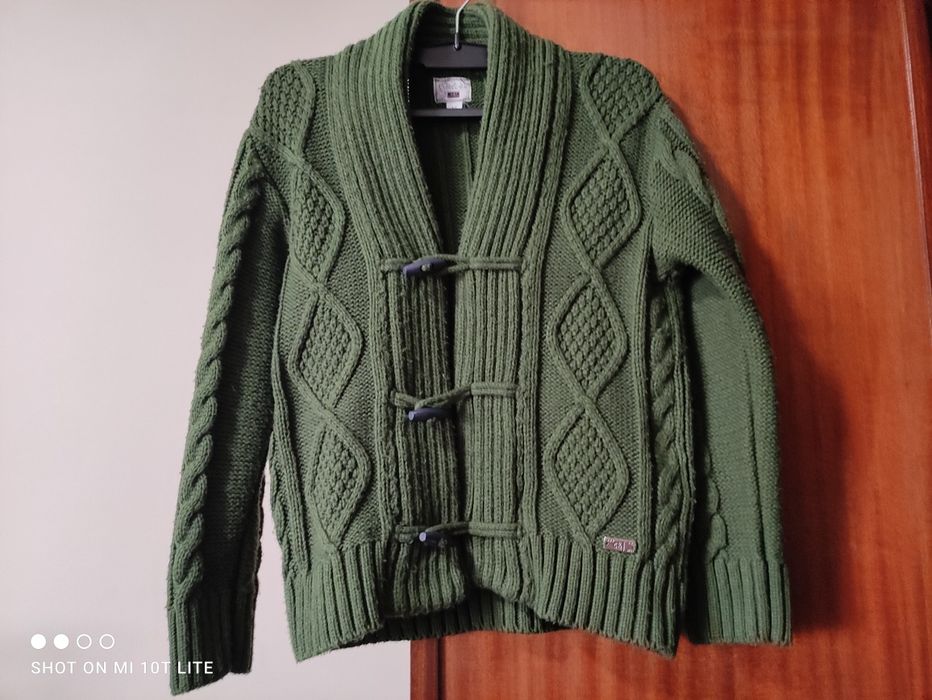 Casaco de malha verde calça fato de treino