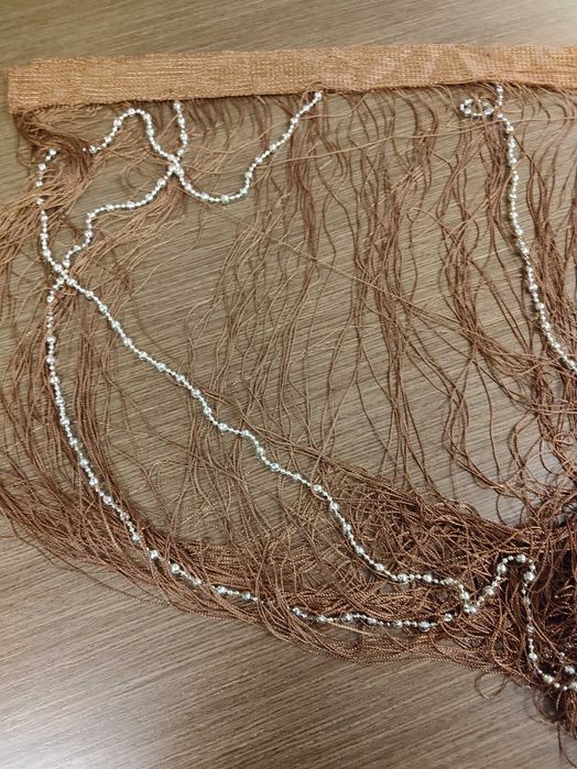 Firanka makaron koraliki brązowa 98 × 194