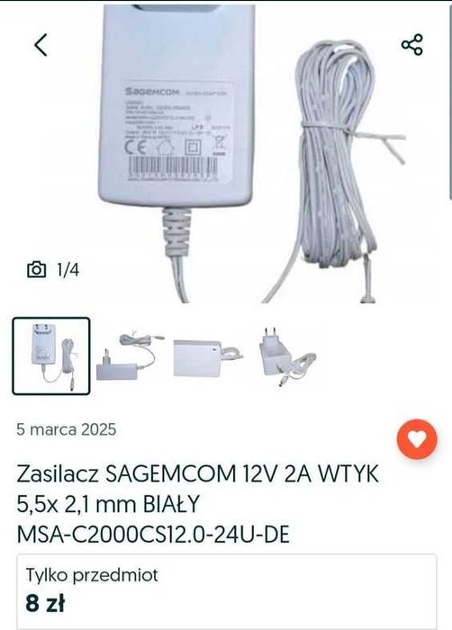 Zestaw zasilacz wtyczkowych