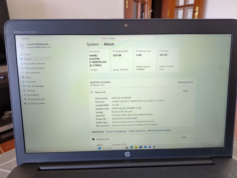 HP Zbook 17 G3 Intel  i7  32Gb RAM 4Gb VRAM