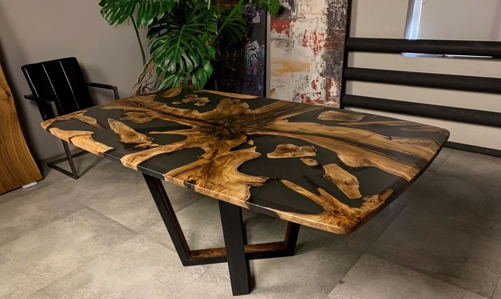 Новый Стол Уникальный VOLLMER Tables Slab 180x100x4 см Орех&Эпоксидка