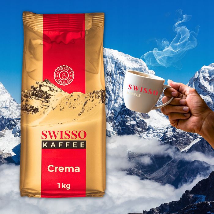 1KG Kawa ziarnista SWISSO KAFFEE Crema Arabica Oryginalna Pyszna Kawa