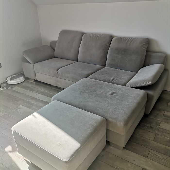Rogówka szara duża pufa funkcja spania 260 165 pojemnik materiał lux