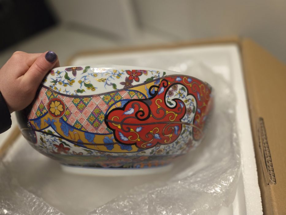 Okrągły zlew retro nablatowy, umywalka ceramiczna