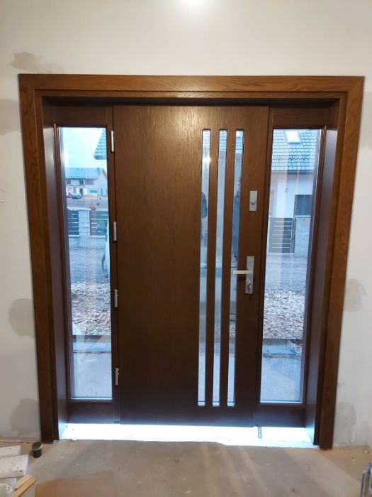 Drzwi wejściowe zewnętrzne drewniane dębowe dostawa gratis