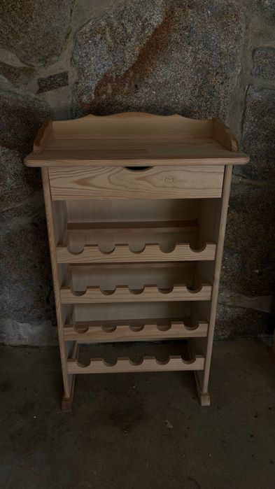 Garrafeira de madeira 20 garrafas com gaveta