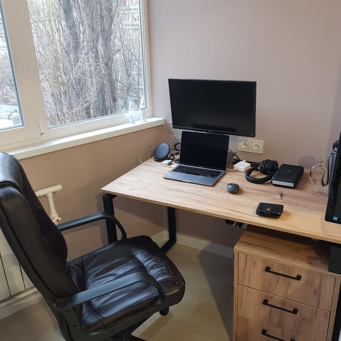 Комп'ютерний, письмовий стіл Loft Details L120b дуб крафт золотий