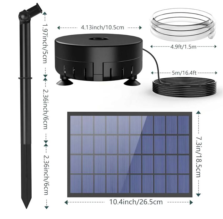 Bezprzewodowa Fontanna Solarna AMZtime 7W Solar Pump Kit