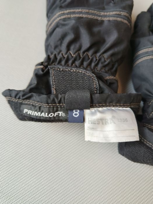 Hestra rękawiczki Primaloft rozmiar 8 na wewnętrznej stronie skóra