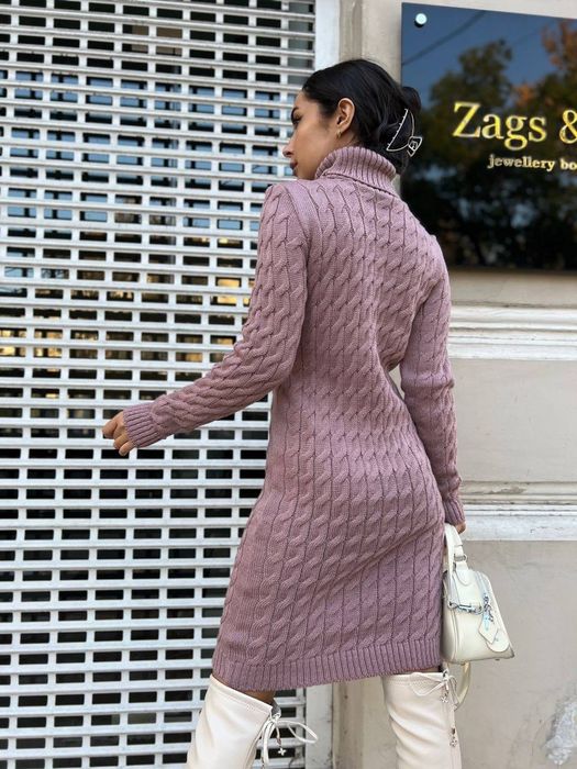 Женское вязаное платье косами. 44-52р