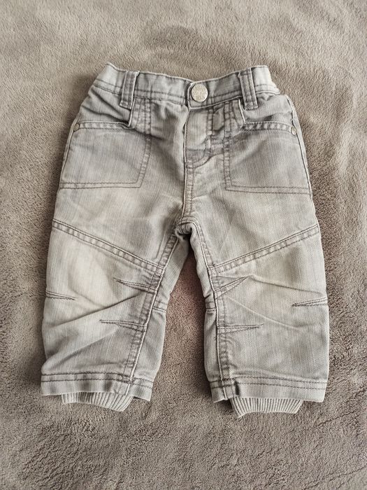 Spodnie jeansowe Mothercare 6-9 miesięcy 68-74cm joggery podwójne#1192