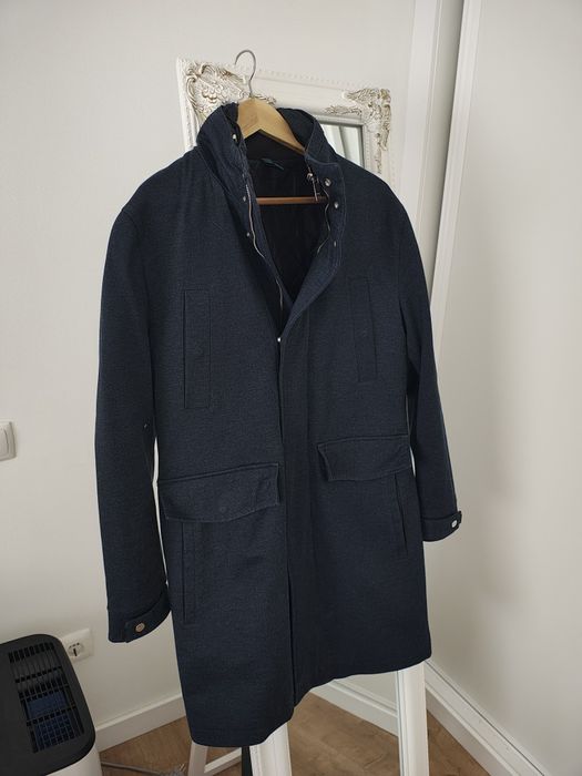 Sobretudo Overcoat Azul Marinho gola alta Zara Man S (38)