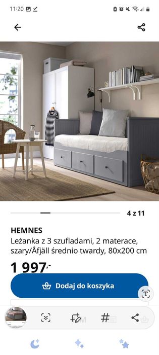 Sofa lozko hemnes ikea pojedyncze podwojne rozkladane rozsuwane
