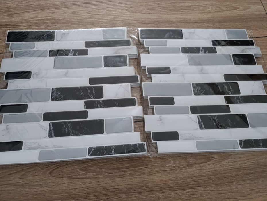 Panele ścienne 3D samoprzylepne 30×30 cm szaro-czarne – 20 szt