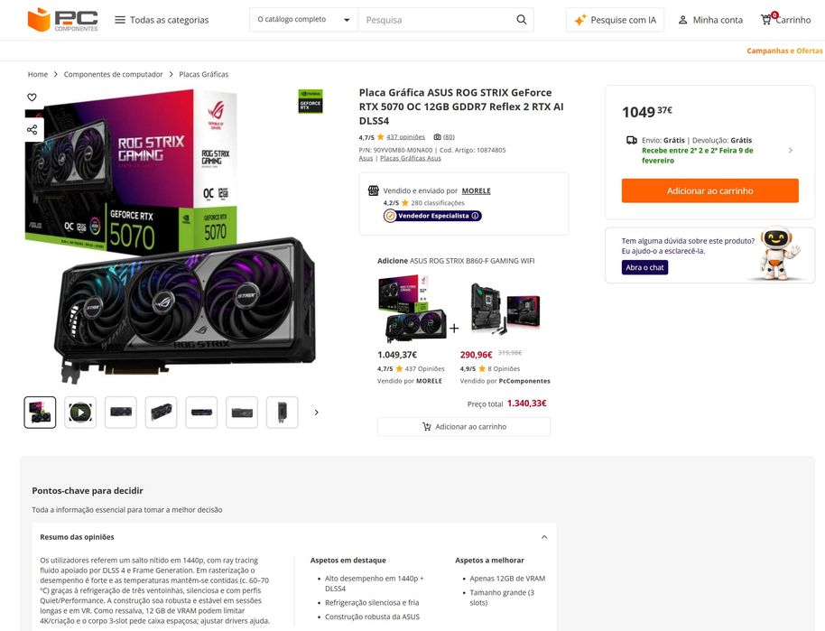 RTX 5070 12GB OC asus ROG strix - lacrada