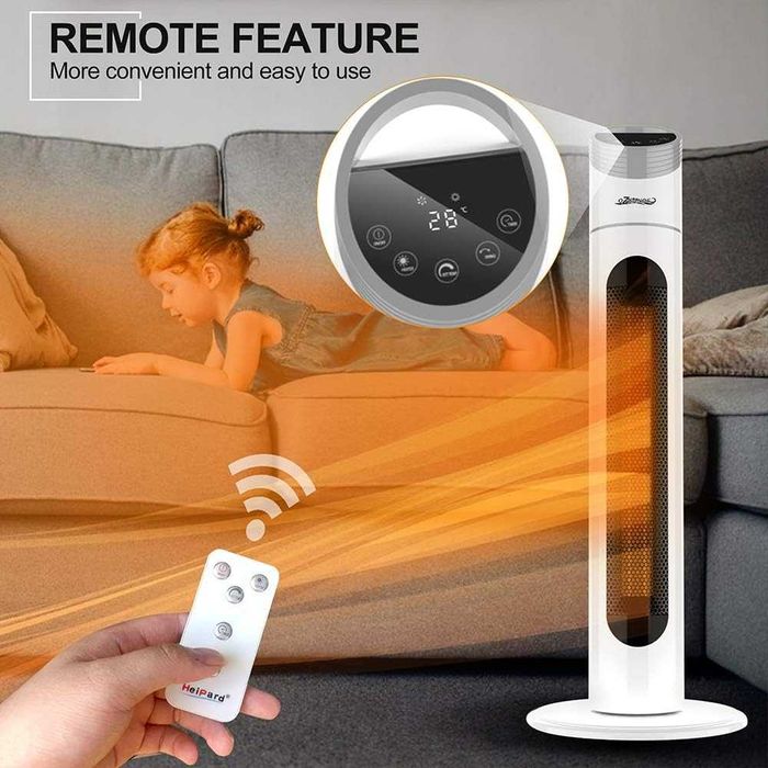 Aquecedor cerâmico com comando remoto e temporizador, 1000/2000w