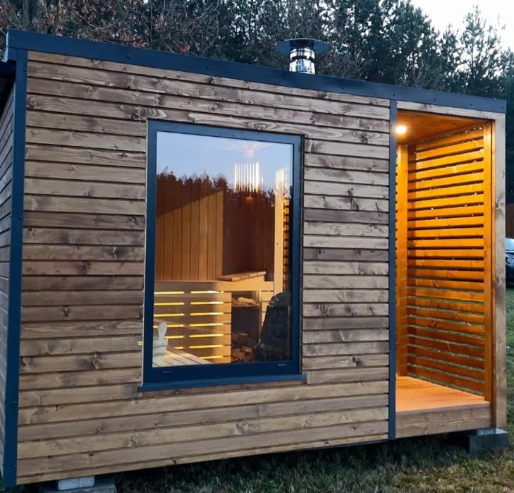 Piękna Sauna Ogrodowa zewnętrzna 3,5x2m + Piec  Leasing Raty