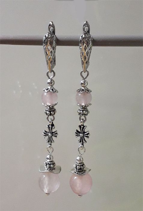 Серьги с розовым кварцем, розовый кварц, подарок девушке