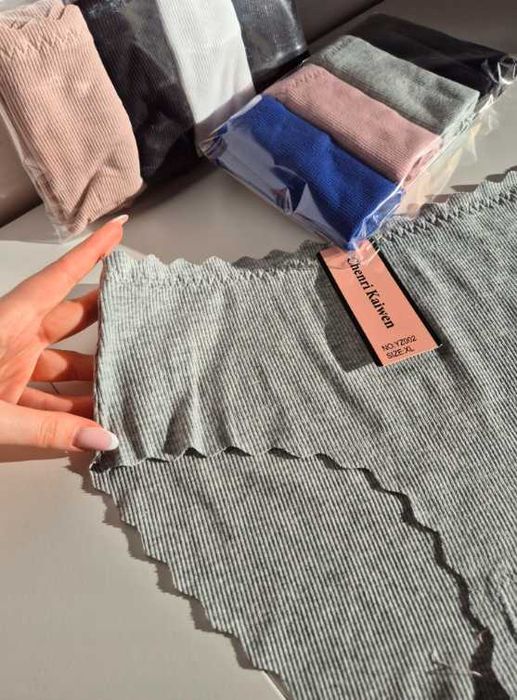 Majtki bawełniane prążkowane figi bawełna plus size zestaw 3 szt 2XL