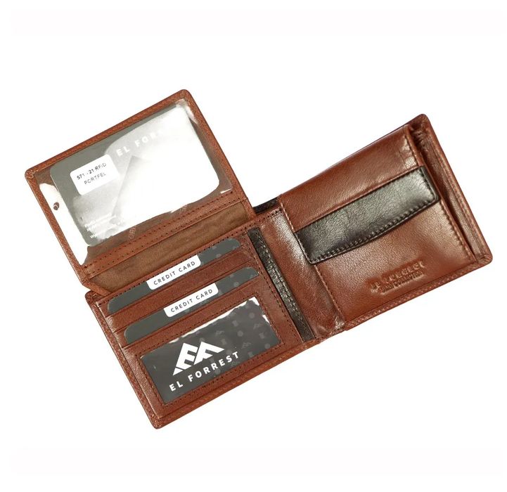 portfel męski skórzany el forrest 571-21 rfid brązowy
