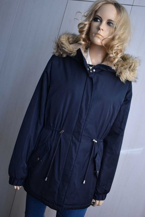 Kurtka zimowa 36 S parka ciepła z kapturem ocieplana płaszcz zimę