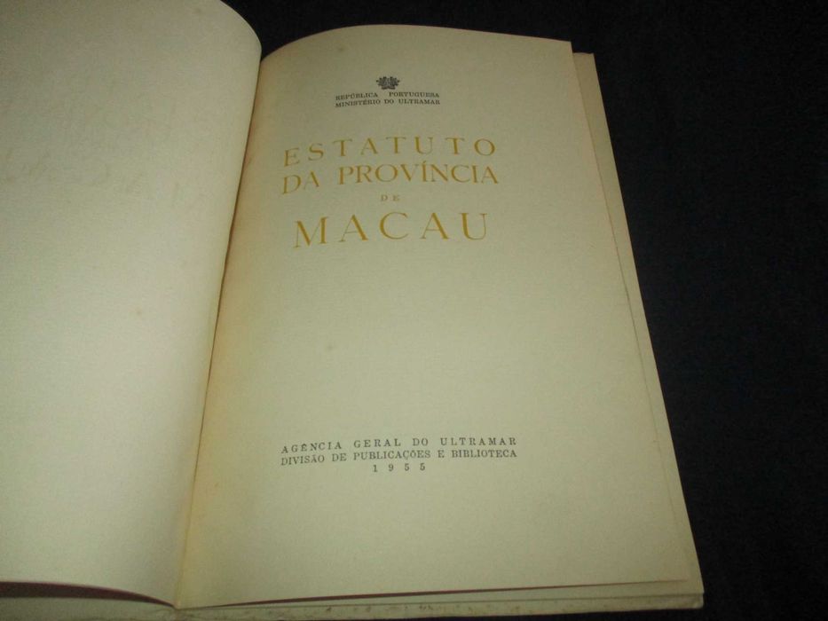 Livro Estatuto da Província de Macau 1 Edição 1955