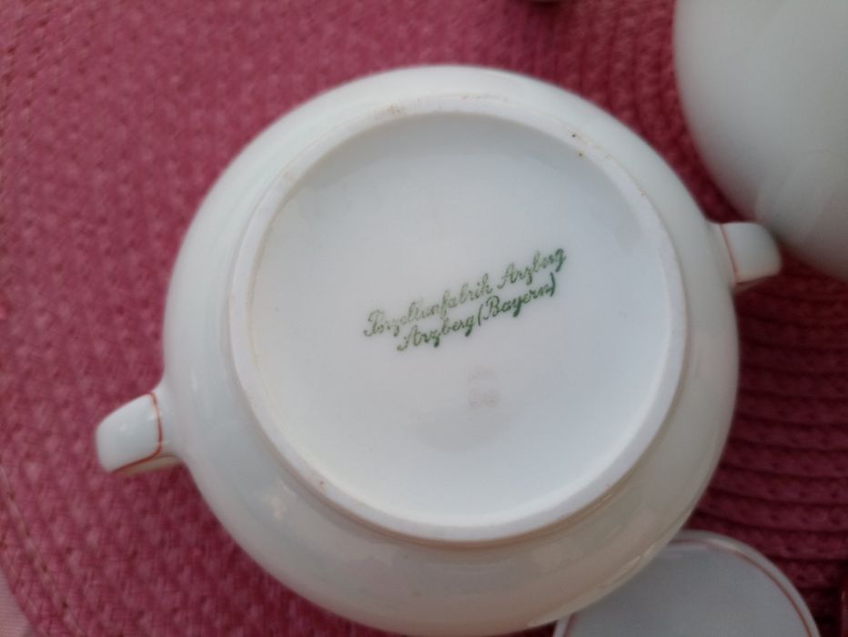 Stara Porcelana ARZBERG Germany Zestaw do kawy Dzbanek Cukernica Mlecz