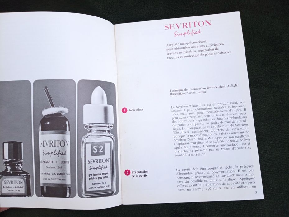 Sevitron Simplified - de dentiste à dentiste-  produto dentário 1949