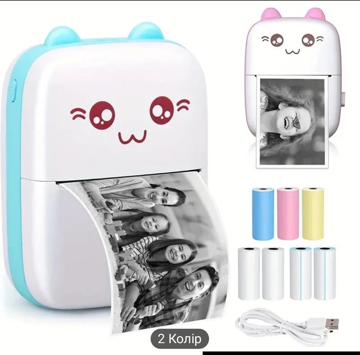Міні термопрінтер новий з голубим обідком
