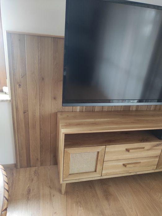 Komoda lita dębowa z ratanem