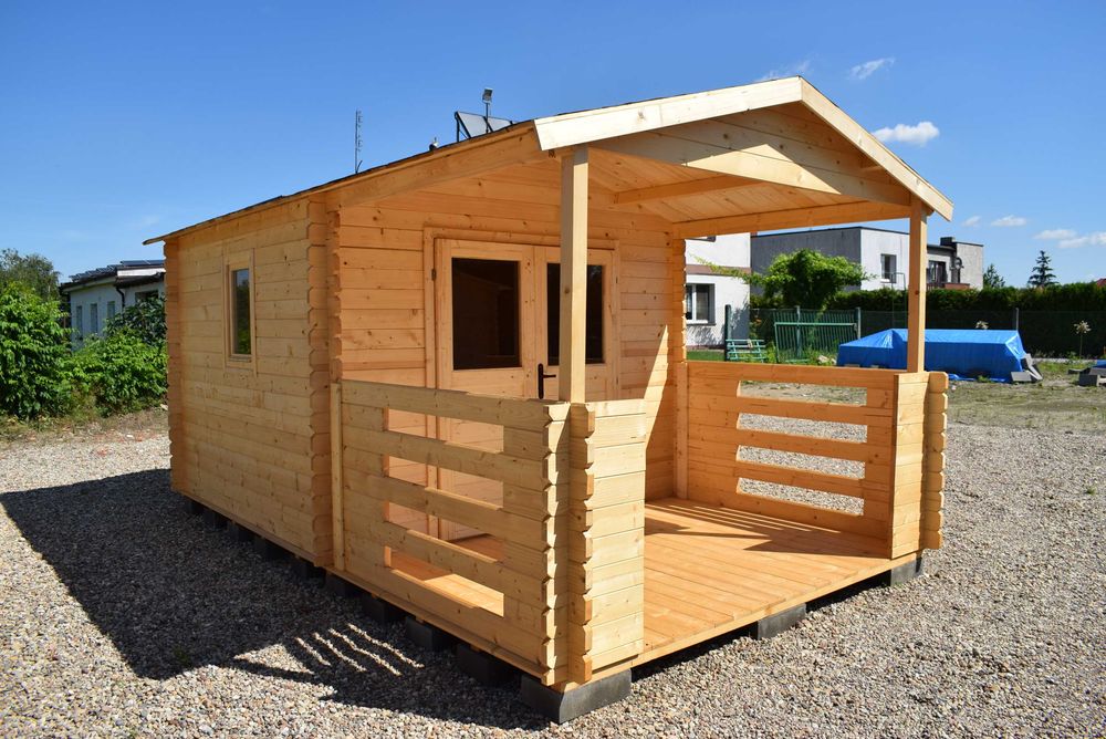 OD ręki MASYWNY domek letniskowy z tarasem*5x3*15m2*ogrodowy*domki*balik 34mm