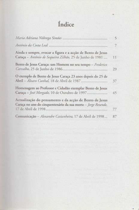 Conferências de Homenagem a Bento de Jesus Caraça. Anos de 1981,..