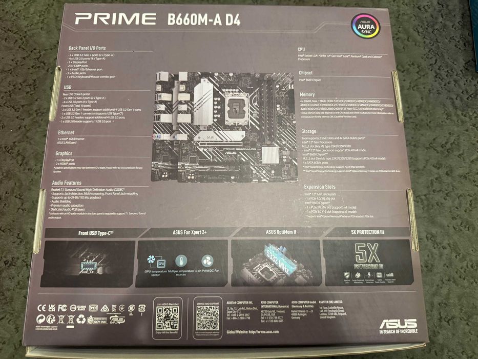 Материнская плата ASUS PRIME B660M-A D4 + процессор Intel I3 12100F