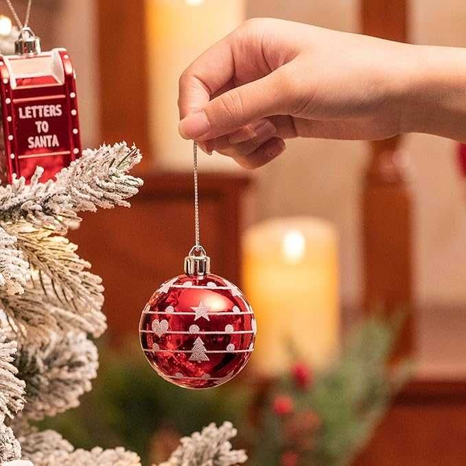 Conjunto de 100 Peças de Natal Vermelhas e Brancas