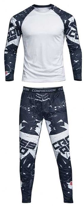 Męski komplet sportowy kompresyjny longsleeve i legginsy L