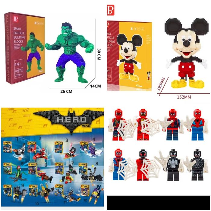 TANIE Klocki zabawki maskotki auta samochód breloki prezent na święta bluey bing mario Batman minecraft