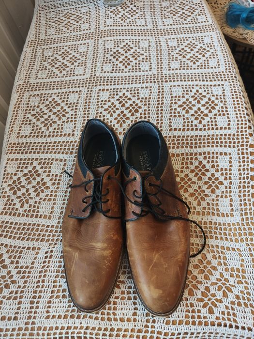 Buty męskie półbuty pantofle skóra naturalna brązowe